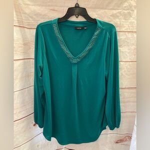 Apt. 9 blouse with rhinestone neckline-0X